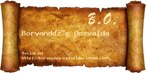 Borvendég Oszvalda névjegykártya